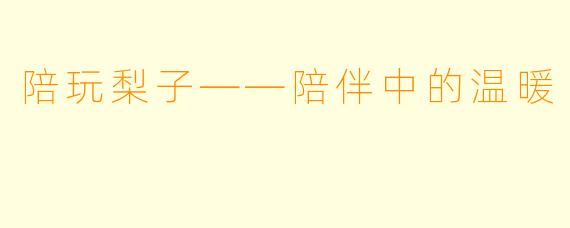 陪玩梨子——陪伴中的温暖