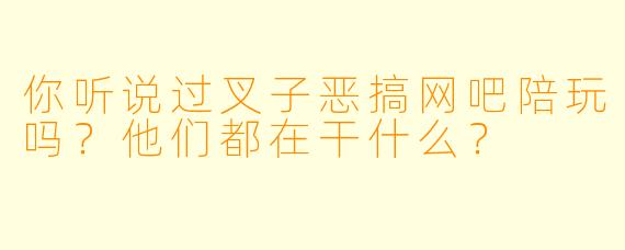 你听说过叉子恶搞网吧陪玩吗?他们都在干什么?