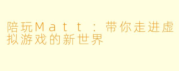 陪玩Matt：带你走进虚拟游戏的新世界