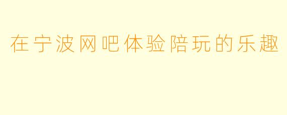 在宁波网吧体验陪玩的乐趣