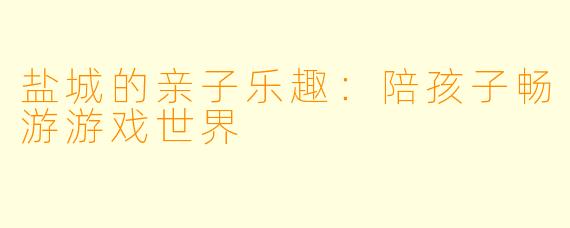 盐城的亲子乐趣：陪孩子畅游游戏世界