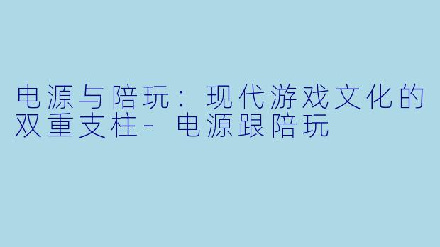 电源与陪玩：现代游戏文化的双重支柱-电源跟陪玩