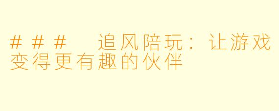 ### 追风陪玩：让游戏变得更有趣的伙伴