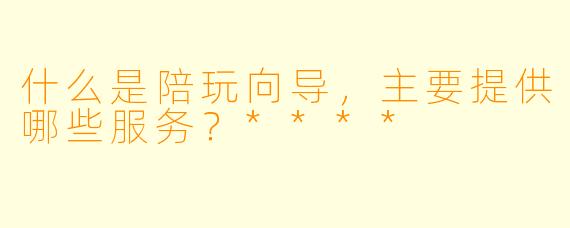 什么是陪玩向导,主要提供哪些服务?****