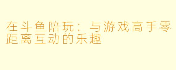 在斗鱼陪玩:与游戏高手零距离互动的乐趣