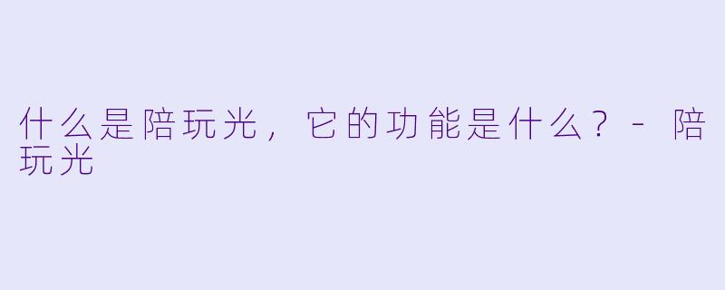 什么是陪玩光，它的功能是什么？