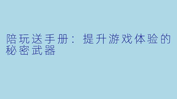 陪玩送手册:提升游戏体验的秘密武器