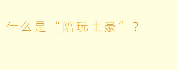 什么是“陪玩土豪”？  