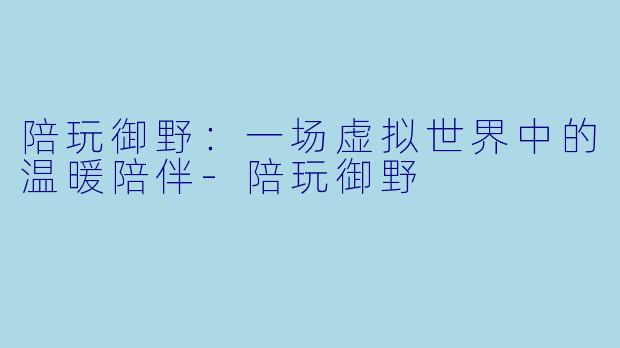 陪玩御野：一场虚拟世界中的温暖陪伴-陪玩御野