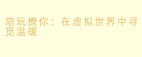 陪玩撩你：在虚拟世界中寻觅温暖