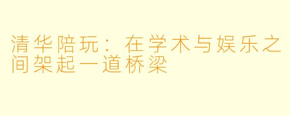 清华陪玩：在学术与娱乐之间架起一道桥梁