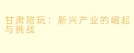 甘肃陪玩：新兴产业的崛起与挑战