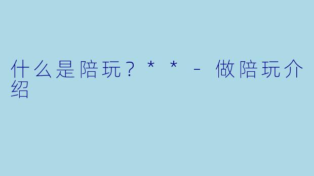 什么是陪玩？**