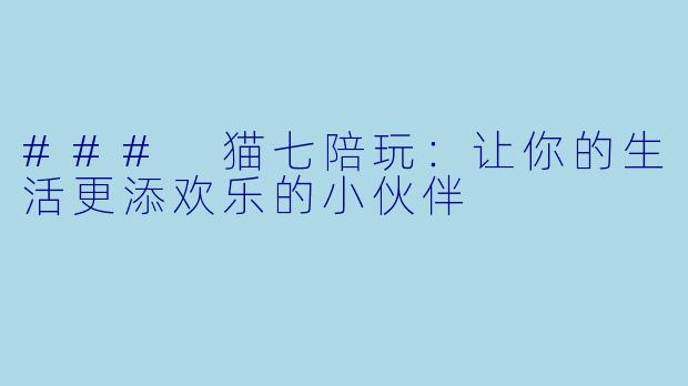 ### 猫七陪玩:让你的生活更添欢乐的小伙伴