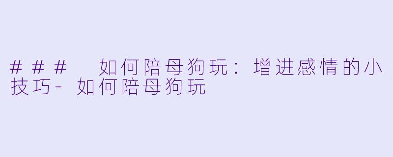 ### 如何陪母狗玩：增进感情的小技巧-如何陪母狗玩