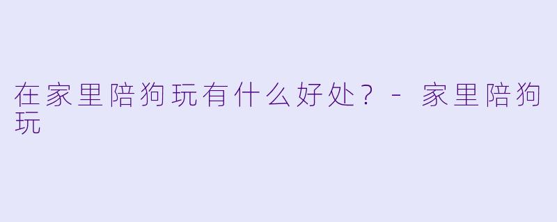 在家里陪狗玩有什么好处？