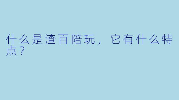 什么是渣百陪玩，它有什么特点？