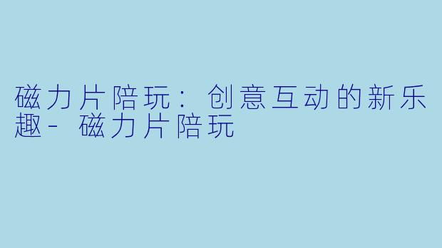 磁力片陪玩：创意互动的新乐趣-磁力片陪玩