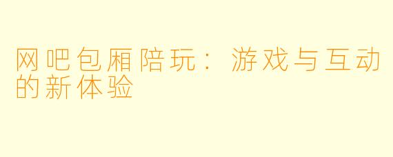 网吧包厢陪玩：游戏与互动的新体验