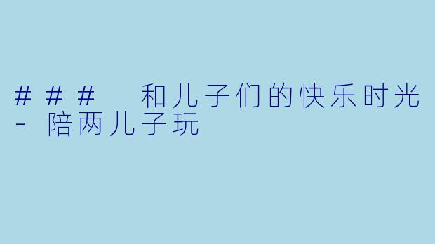 ### 和儿子们的快乐时光-陪两儿子玩
