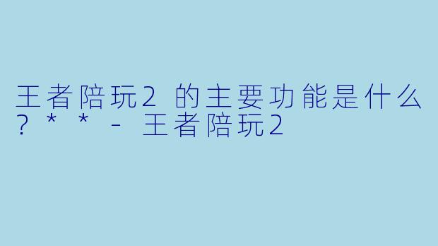 王者陪玩2的主要功能是什么？**-王者陪玩2