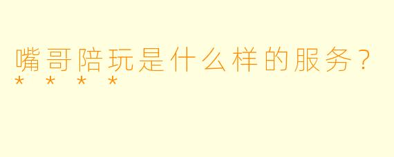 嘴哥陪玩是什么样的服务？****