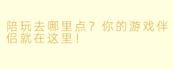 陪玩去哪里点？你的游戏伴侣就在这里！
