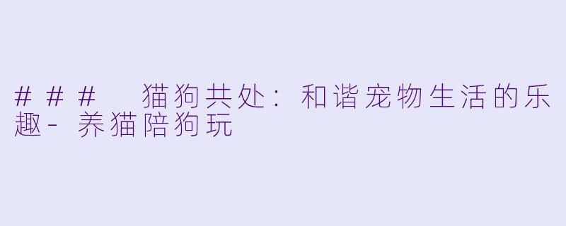 ### 猫狗共处：和谐宠物生活的乐趣-养猫陪狗玩