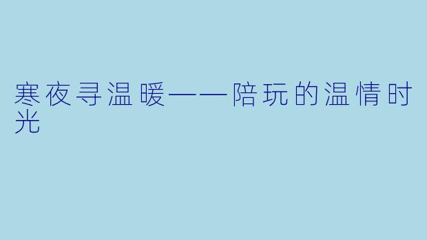 寒夜寻温暖——陪玩的温情时光