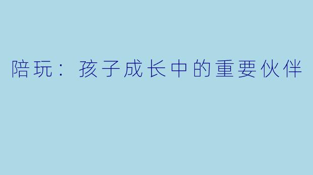 陪玩：孩子成长中的重要伙伴