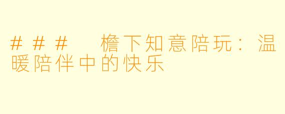 ### 檐下知意陪玩:温暖陪伴中的快乐