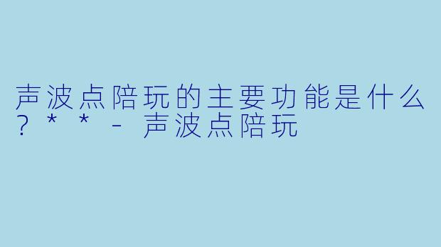 声波点陪玩的主要功能是什么？**