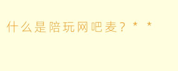 什么是陪玩网吧麦？**