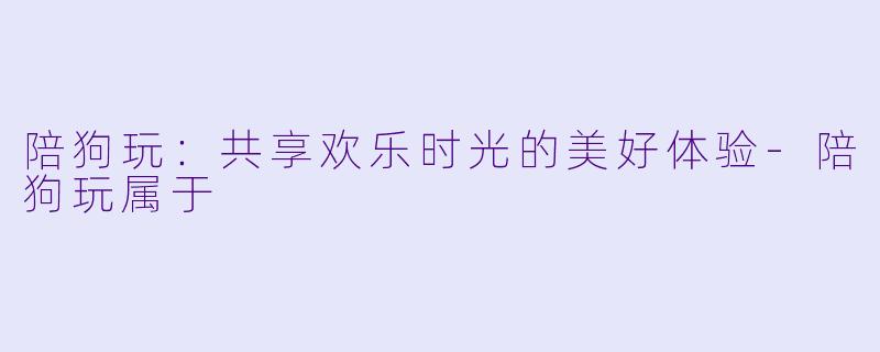 陪狗玩：共享欢乐时光的美好体验-陪狗玩属于