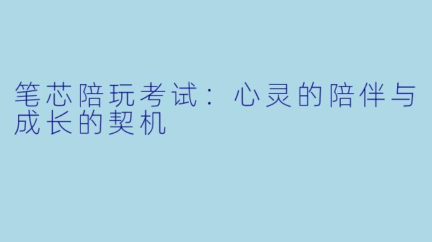 笔芯陪玩考试：心灵的陪伴与成长的契机