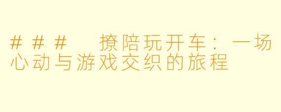 ### 撩陪玩开车:一场心动与游戏交织的旅程