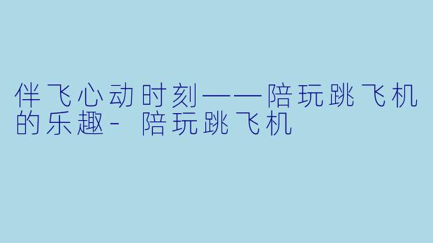 伴飞心动时刻——陪玩跳飞机的乐趣-陪玩跳飞机