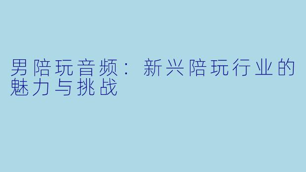 男陪玩音频：新兴陪玩行业的魅力与挑战