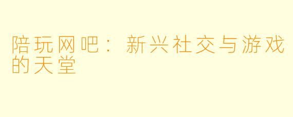 陪玩网吧：新兴社交与游戏的天堂