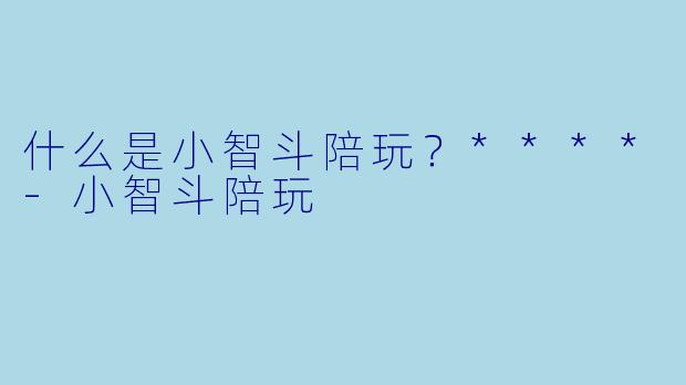 什么是小智斗陪玩？****-小智斗陪玩