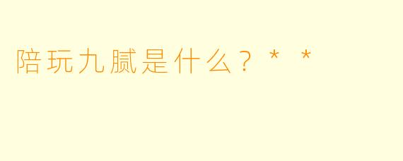 陪玩九腻是什么？**