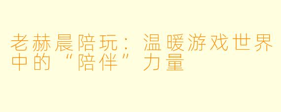老赫晨陪玩:温暖游戏世界中的“陪伴”力量