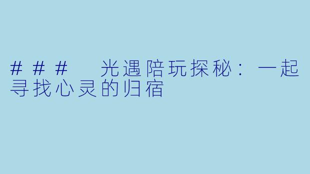 ### 光遇陪玩探秘：一起寻找心灵的归宿