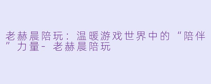 老赫晨陪玩：温暖游戏世界中的“陪伴”力量-老赫晨陪玩