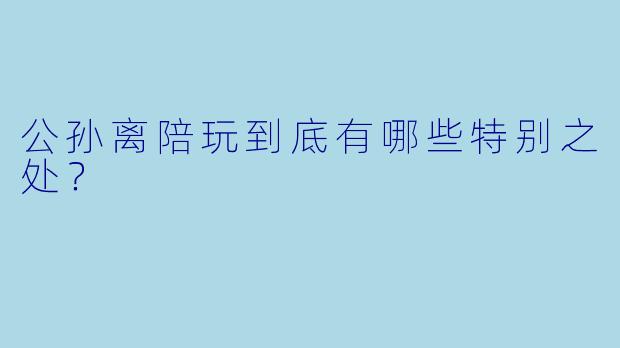 公孙离陪玩到底有哪些特别之处？