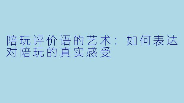 陪玩评价语的艺术:如何表达对陪玩的真实感受