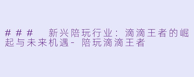 ### 新兴陪玩行业：滴滴王者的崛起与未来机遇-陪玩滴滴王者
