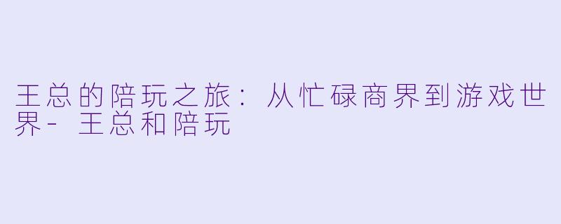 王总的陪玩之旅：从忙碌商界到游戏世界-王总和陪玩
