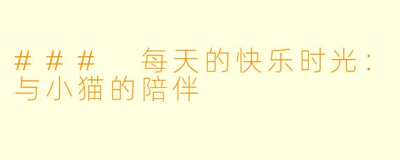### 每天的快乐时光：与小猫的陪伴