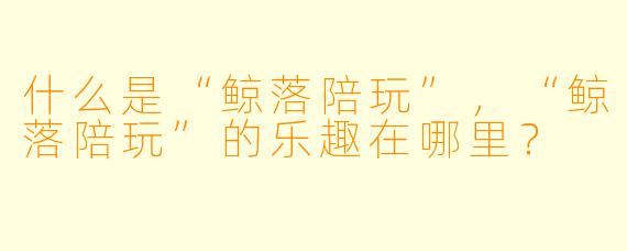 什么是“鲸落陪玩”，“鲸落陪玩”的乐趣在哪里？